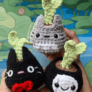 comprar amigurumi pronto studio ghibli totoro jiji no face decoração vaso