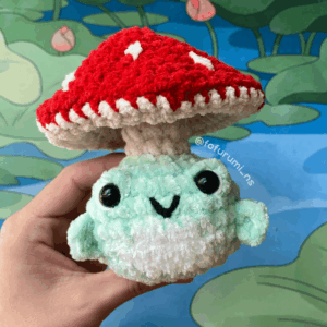 comprar amigurumi pronto sapo cogumelo pelúcia