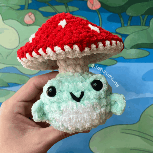 comprar amigurumi pronto sapo cogumelo pelúcia